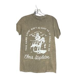 Chris Stapleton Graphic Tee SMALL Womens Crewneck Light Brown Country Singer